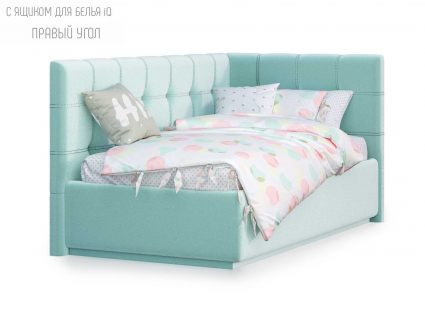 Кровать Nuvola Sabina угловая Velutto 14 (с подъемным механизмом) 120х200