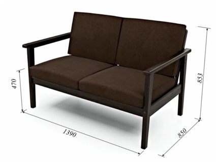 Диван Арско Лориан Мини двухместный коричневый Длина 139 см