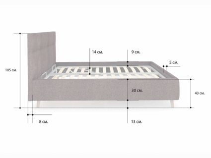 Кровать Сонум Bella Кашемир Синий (с подъемным механизмом) 90х190