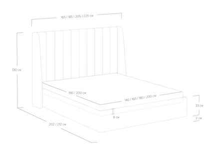 Кровать Сонум Samanta Кашемир светло-серый 160х190