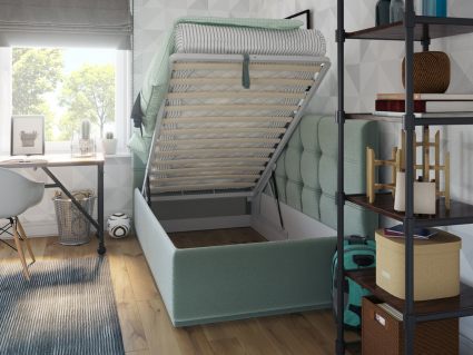 Кровать Nuvola Sabina угловая Velutto 14 (с подъемным механизмом) 120х200