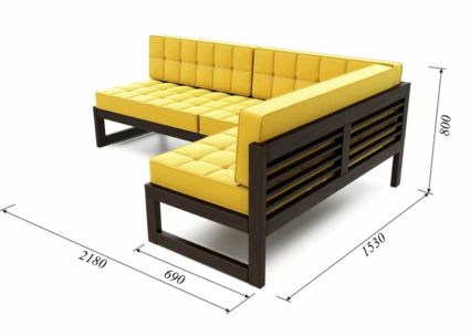 Диван Арско Сега угловой трехместный жёлтый