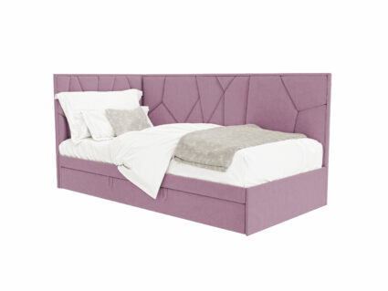 Кровать Beautyson Helga угловая (с ящиком) велюр Formula 392 розовый 333