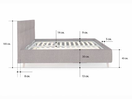 Кровать Сонум Bella Рогожка Льняная (с подъемным механизмом) 140х190