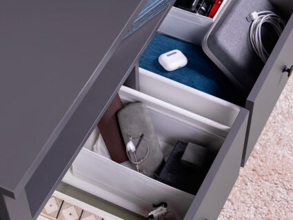 Тумба Гуд Лакк Сага 3 ящика серая 41х131