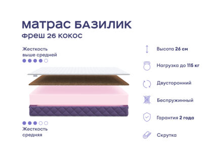 Кровать Димакс Риос + матрас Базилик Фреш 26 Кокос 1425