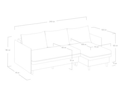 Диван Сонум Rain угловой Лаунж Зеленый Длина 240 см