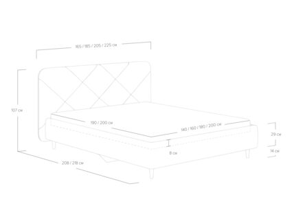 Кровать Сонум Taylor Кашемир светло-серый 140х190
