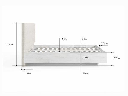 Кровать Сонум Vena Ясень Ориноко + Кашемир Латте (с подъемным механизмом) 180х190