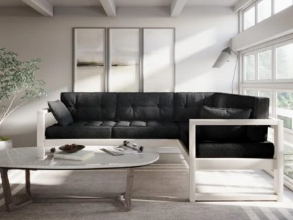 Диван Арско Астер угловой трехместный черный Длина 220 см